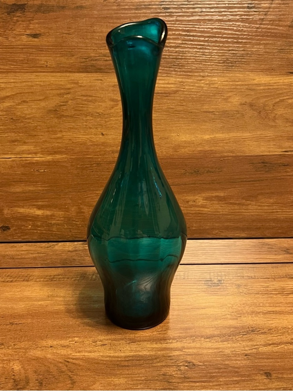 BLENKO GLASS PEACOCK OPTIC VASE #64D MYERS 1965-66